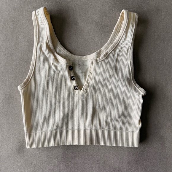 By Together Tops - Ribbed Henley Crop Top